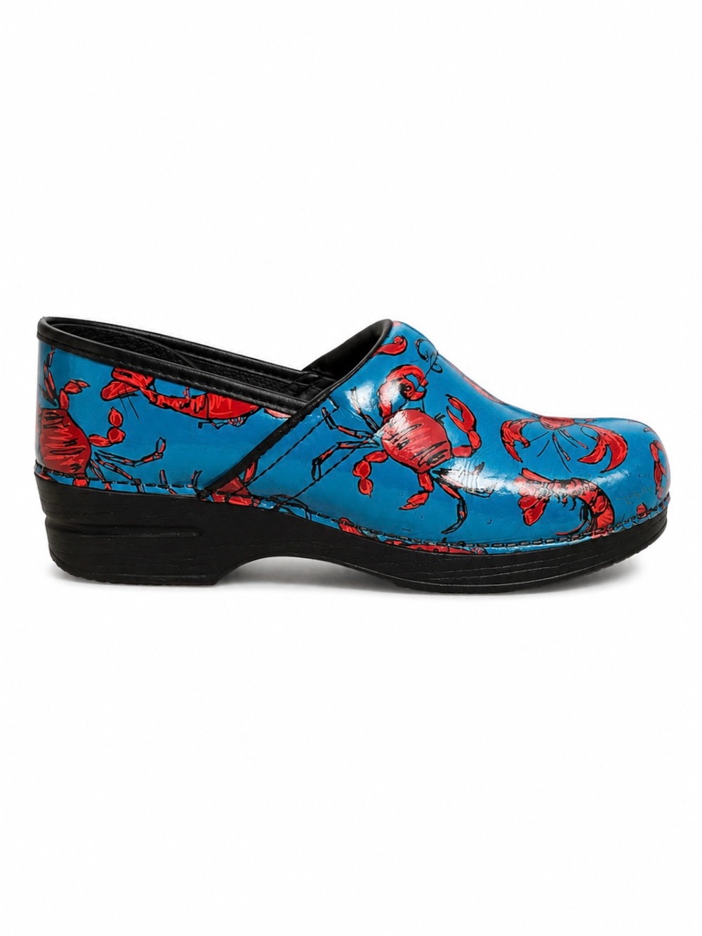 Dansko Patent Leather Lobster Crab Print Clogs Blue Red Size EU 41 (10.5-11)